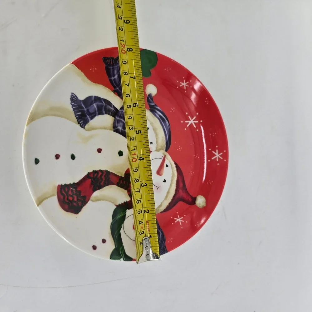 Set of 3 Vintage Snowman Christmas Salad Dessert Plates Holiday Table Decor